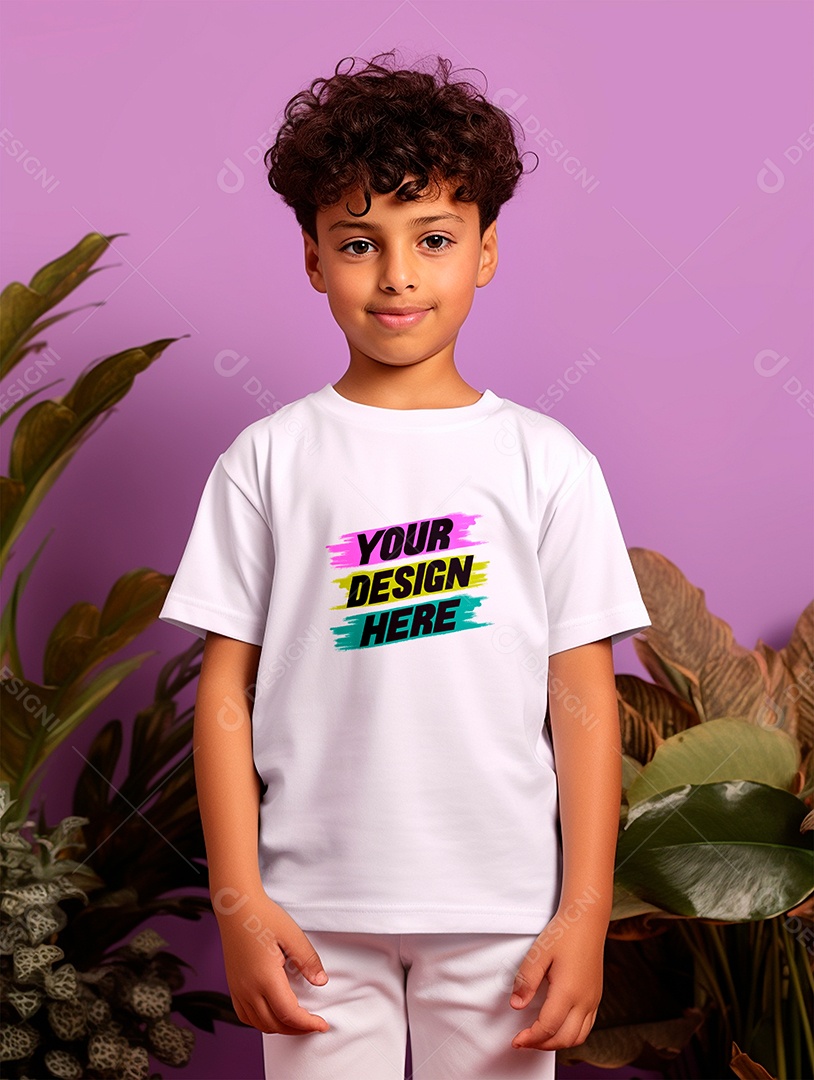 Mockup. White T-shirt Infantil PSD Editable