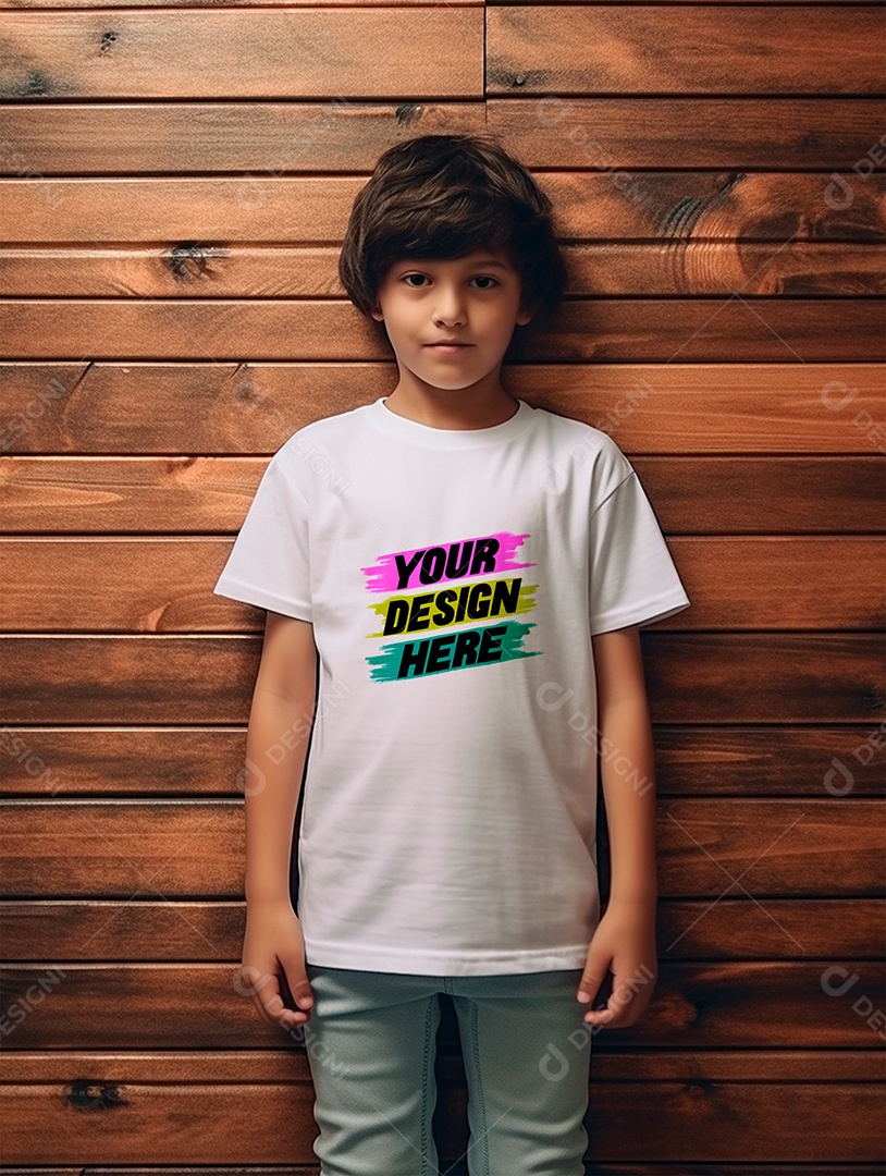 Mockup. White T-shirt Infantil PSD Editable