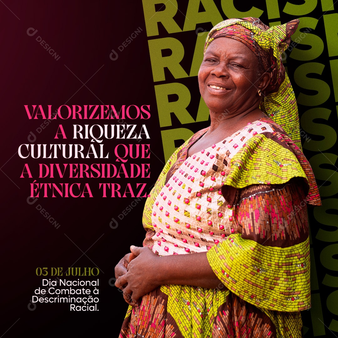 Social Media 03 De Julho Combate à Discriminação Racial PSD Editável