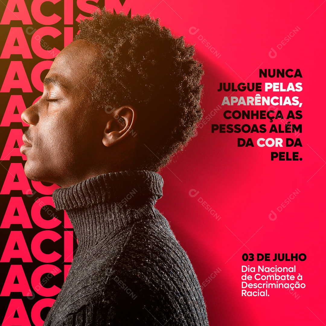 Nunca Julgue Pelas Aparências Combate à Descriminação Racial Social Media PSD Editável