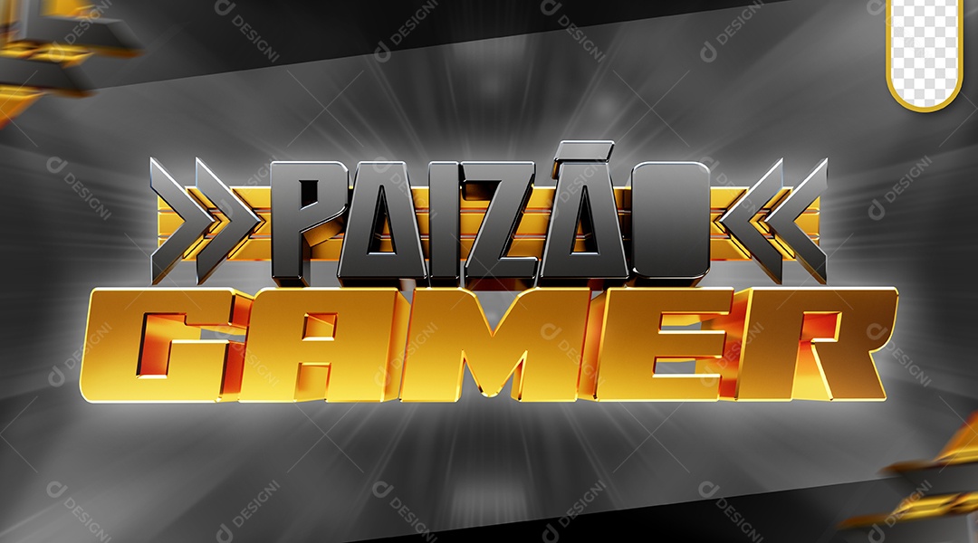 Paizão Gamer Selo 3D Preto Para Composição PSD