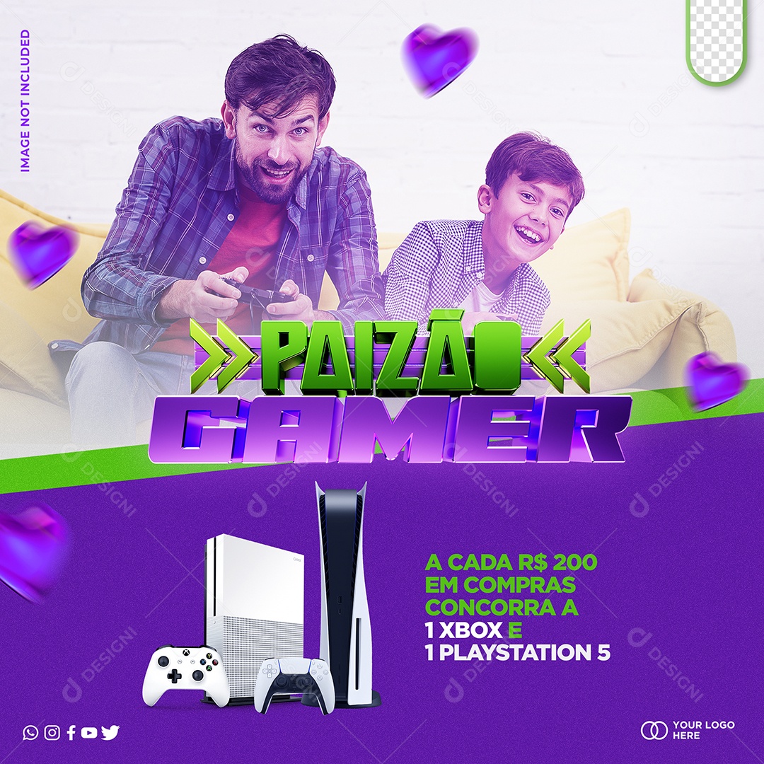 Feed Paizão Gamer Loja Gamer  Dia dos Pais Social Media PSD Editável