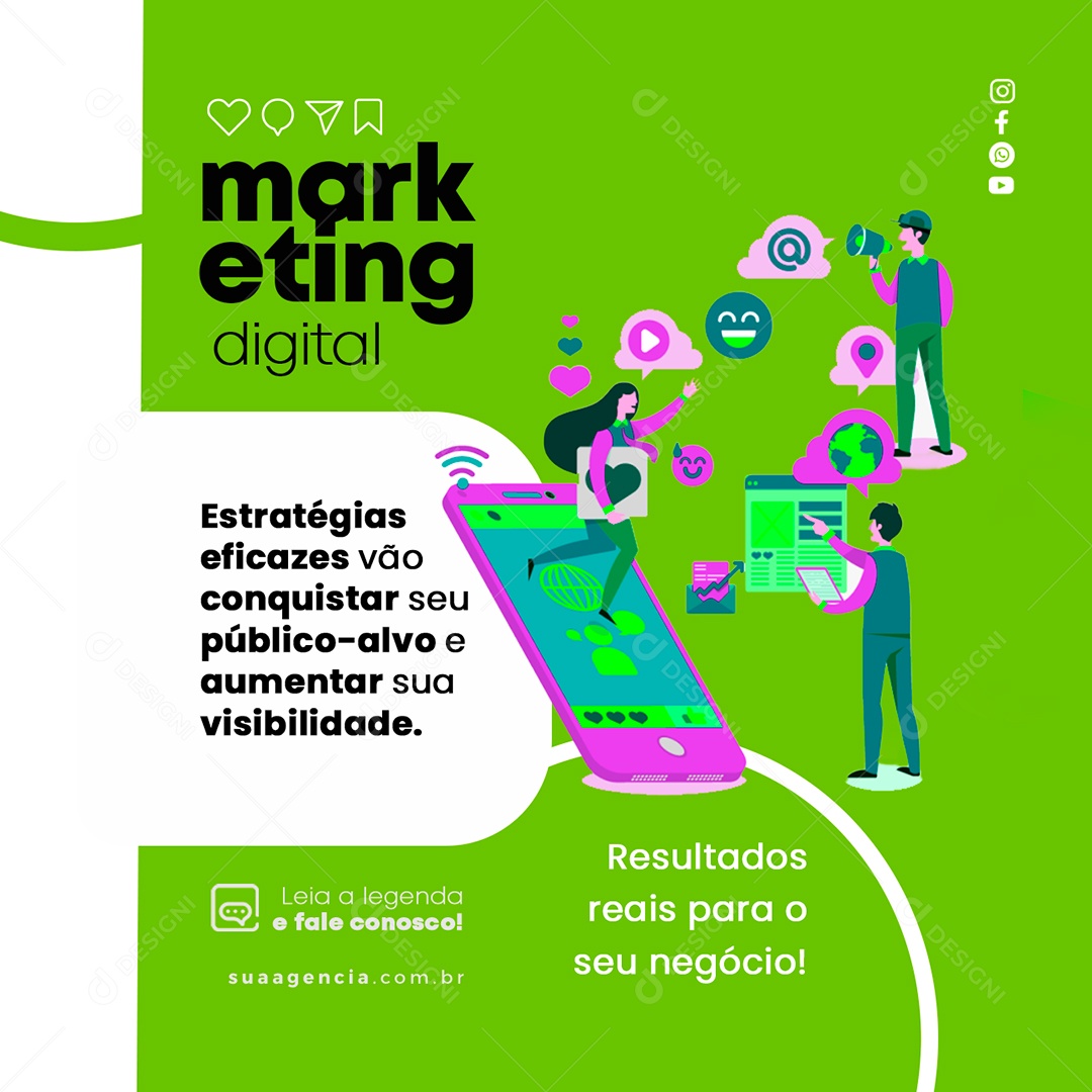 Estratégias Eficazes Marketing Digital Social Media PSD Editável