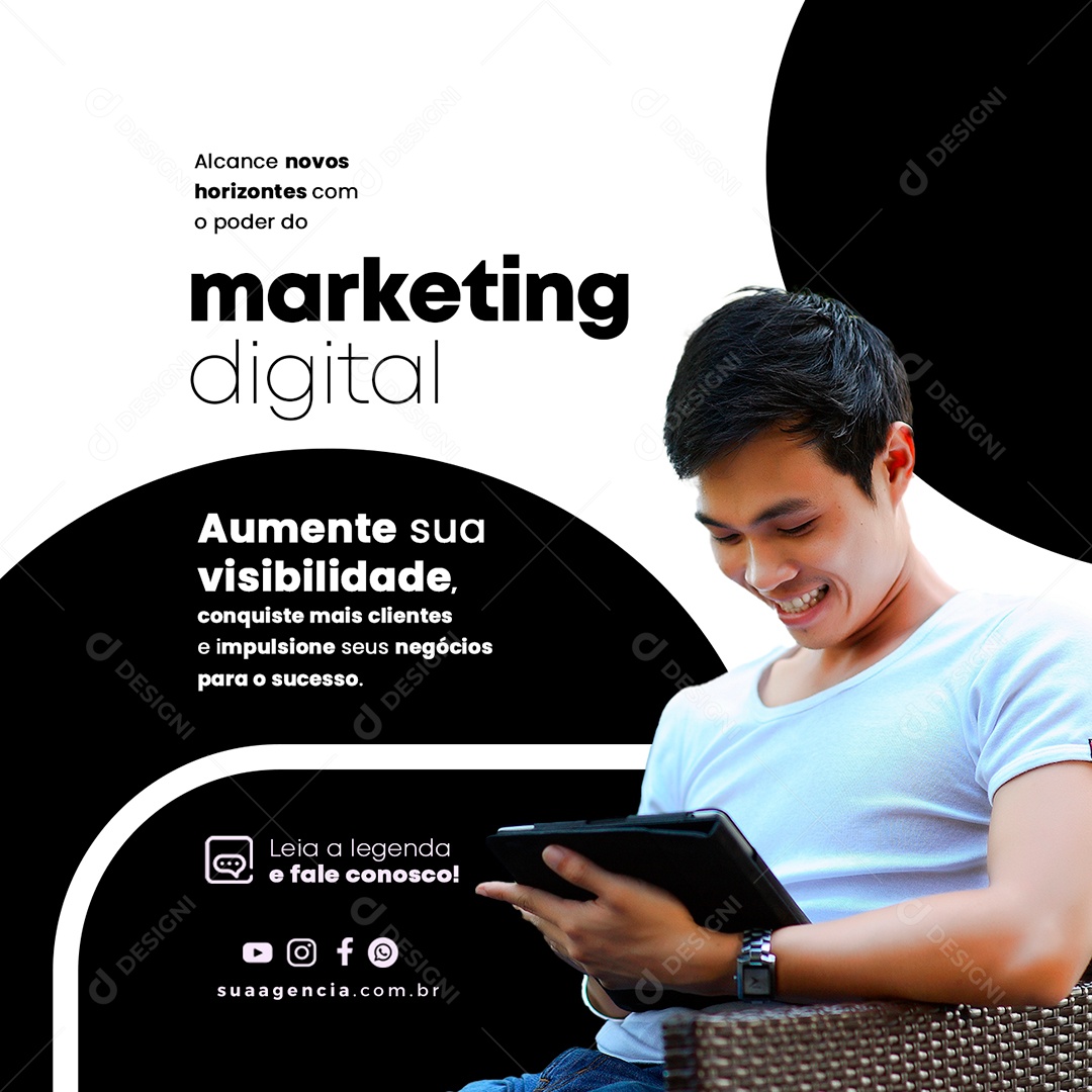 Aumente Sua Visibilidade Marketing Digital Social Media PSD Editável