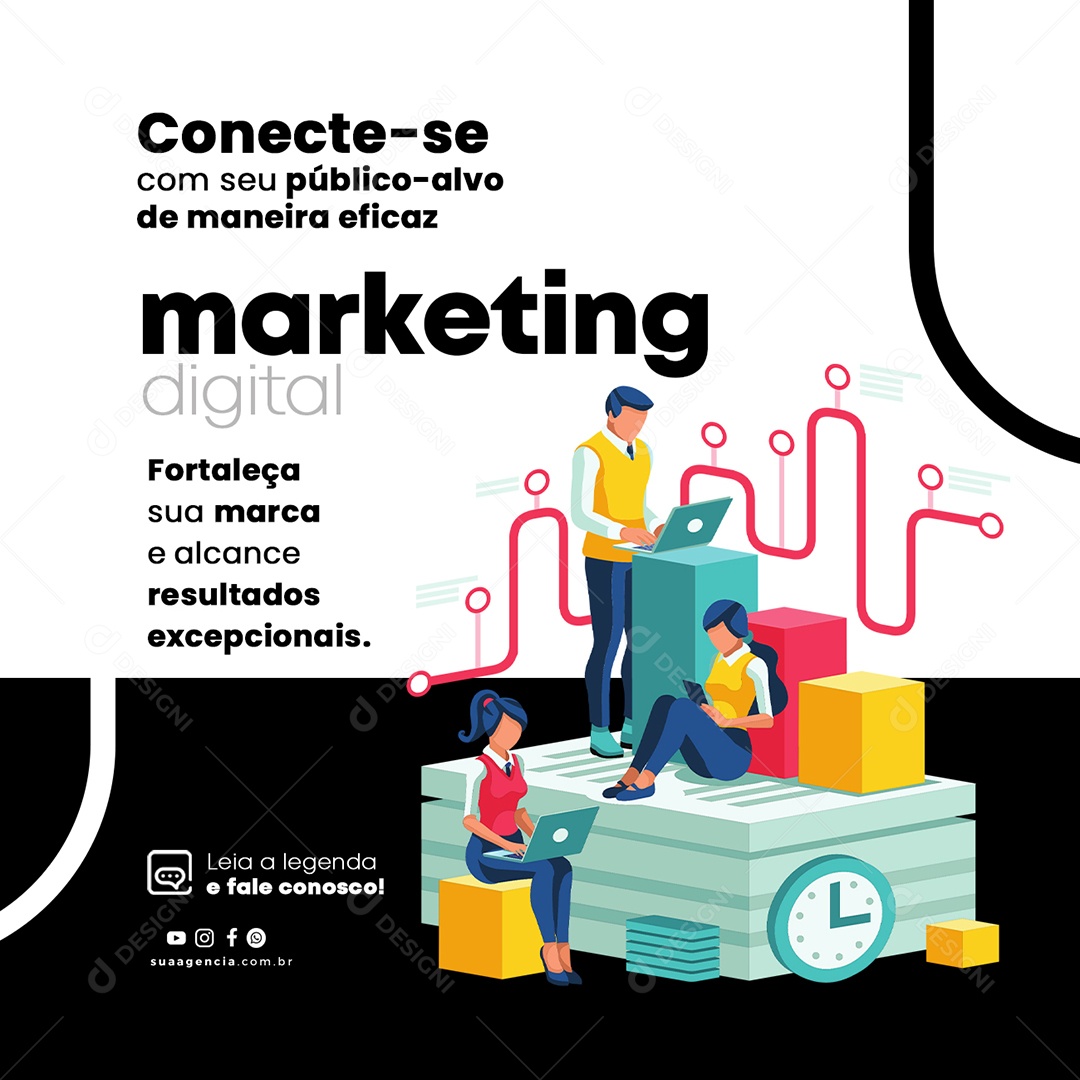 Conecte-Se Com Seu Público Marketing Digital Social Media PSD Editável