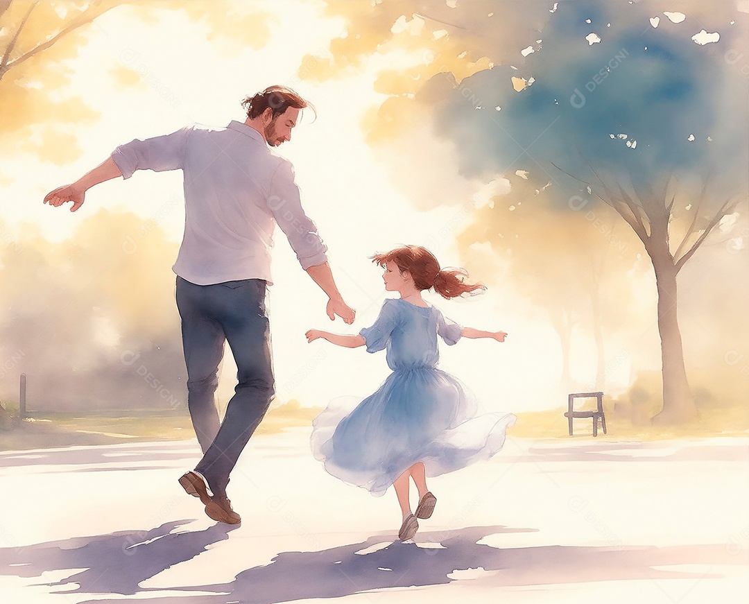 Pai e filha se divertindo juntos em um parque