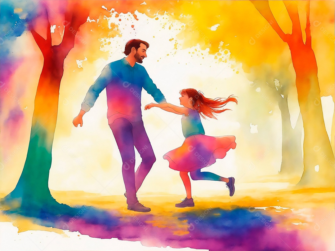 Pai e filha se divertindo juntos em um parque