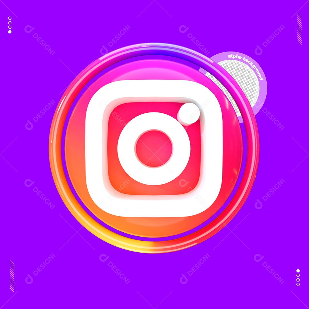 Ícone 3D Rede Social Instagram Para Composição PSD