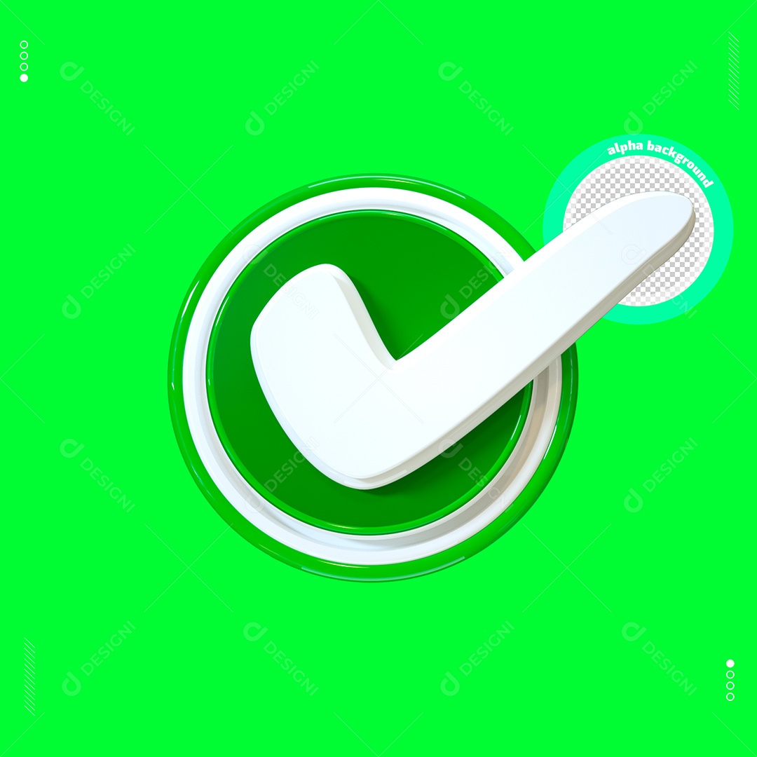 Ícone 3D De Confirmação Verde Para Composição PSD