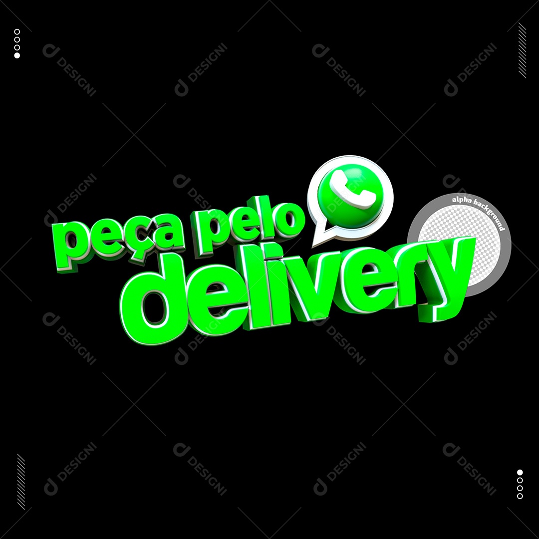 Peça Pelo Delivery WhatsApp Texto 3D Para Composição PSD
