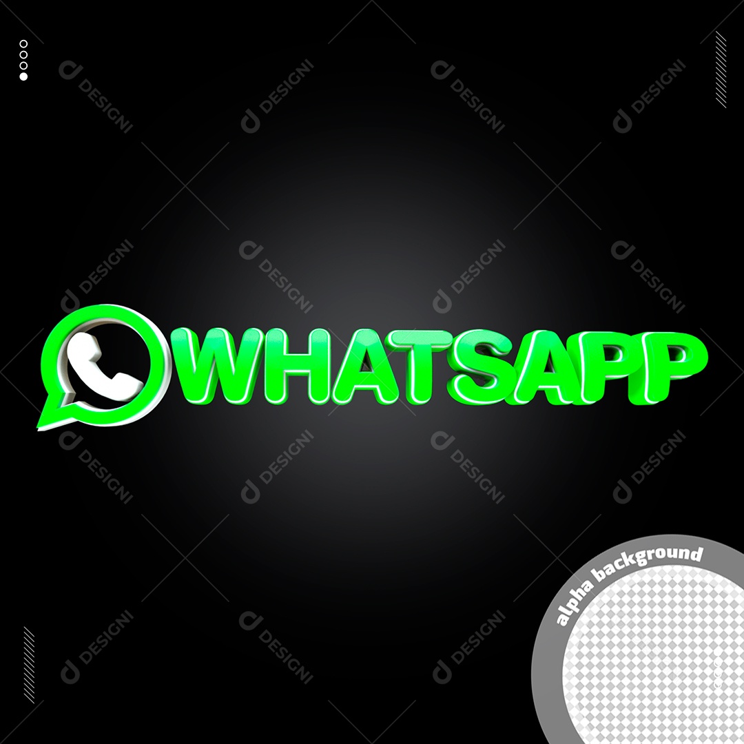 Selo 3D WhatsApp Verde Para Composição PSD