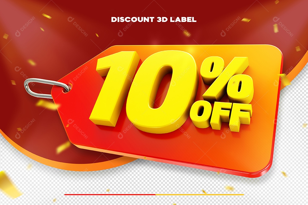 Etiqueta De Desconto 10% Off Elemento 3D Dourado Para Composição PSD