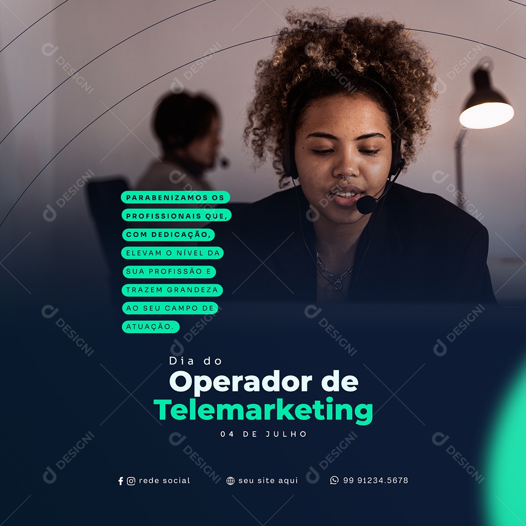 Social Media Dia Do Operador De Telemarketing 04 de Julho PSD Editável