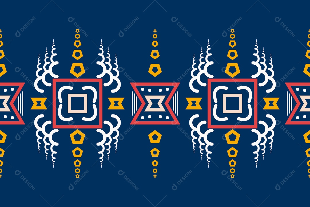 Padrão Tribal Tradicional Estilo Asteca Azul Vetor EPS