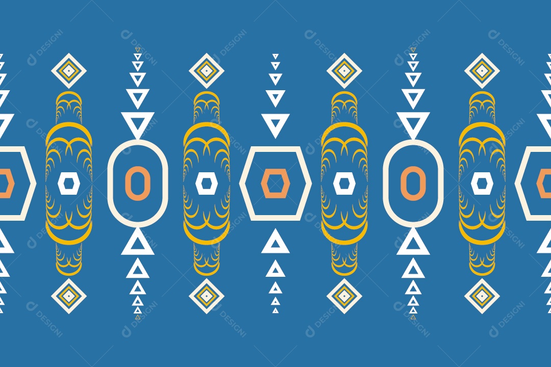 Padrão Tribal Tradicional Estilo Asteca Azul Vetor EPS