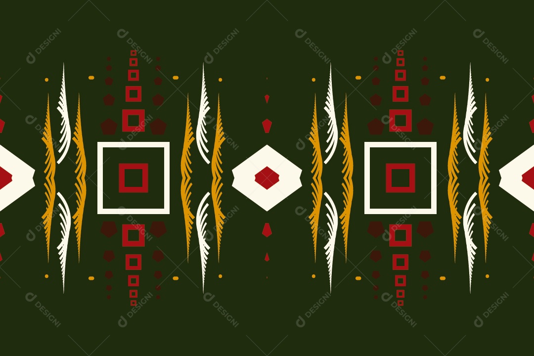 Padrão Tribal Tradicional Estilo Asteca Verde Vetor EPS