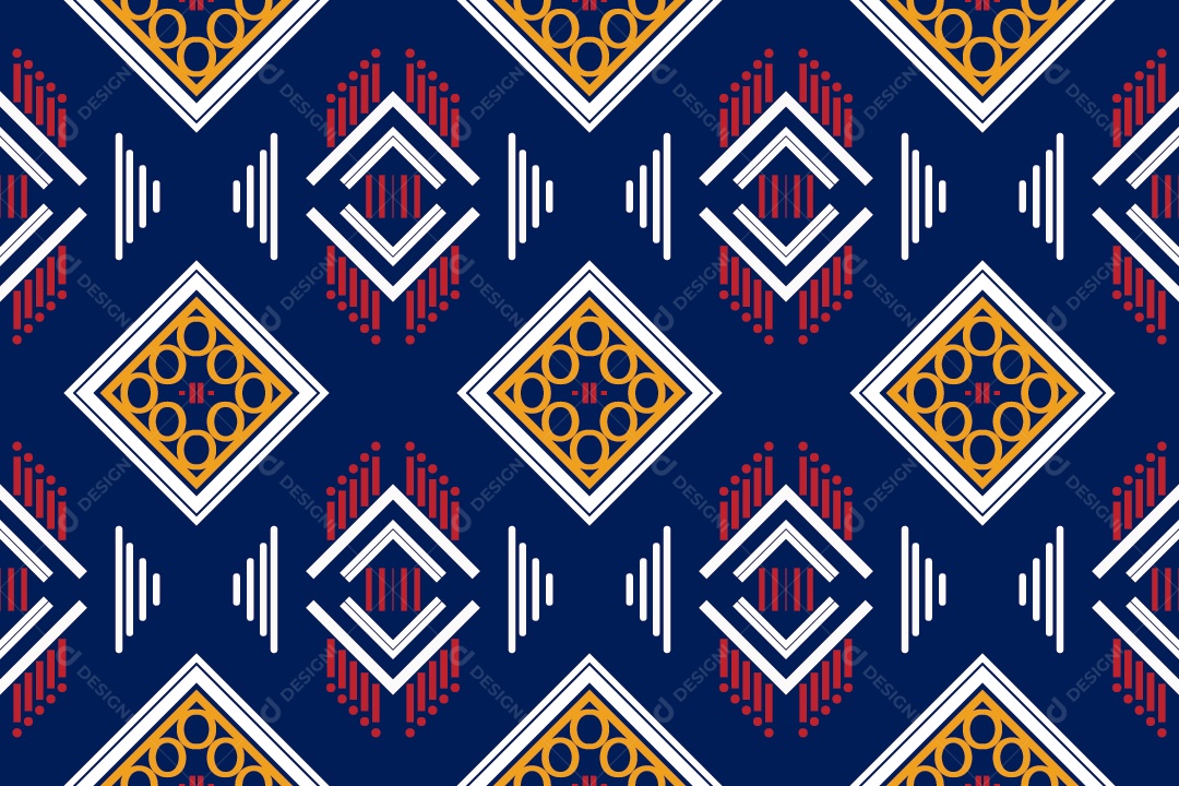 Padrão Tribal Tradicional Estilo Asteca Tapete Azul Vetor EPS