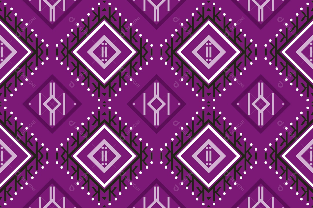 Padrão Tribal Tradicional Estilo Asteca Tapete Roxo Vetor EPS