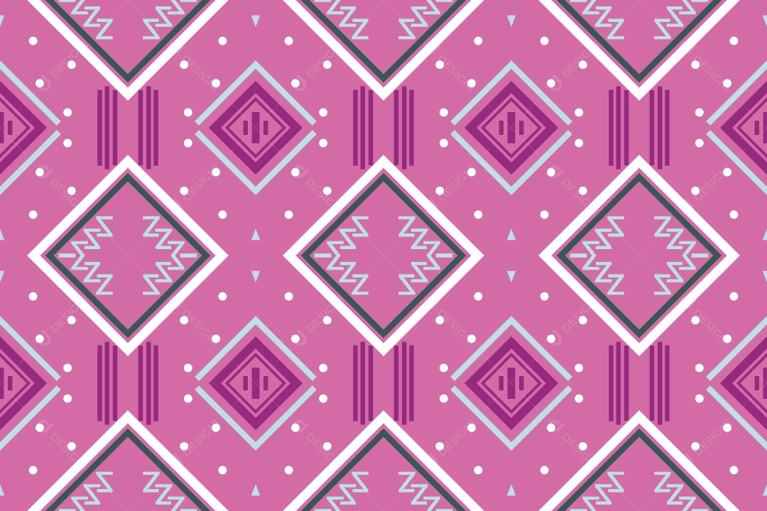 Padrão Tribal Tradicional Estilo Asteca Tapete Rosa Vetor EPS