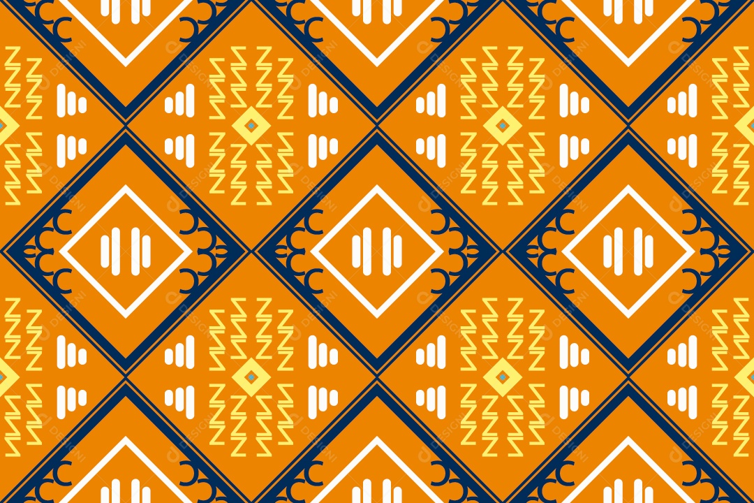 Padrão Tribal Tradicional Estilo Asteca Tapete Laranjado Vetor EPS