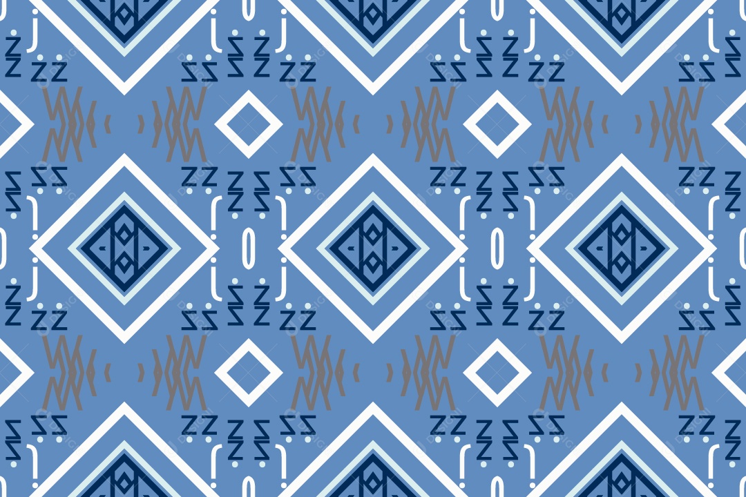 Padrão Tribal Tradicional Estilo Asteca Tapete Azul Vetor EPS