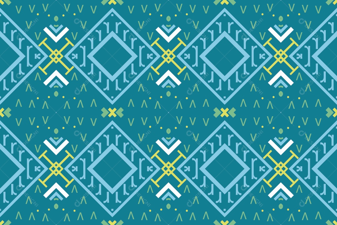 Padrão Tribal Tradicional Estilo Asteca Tapete Azul Vetor EPS