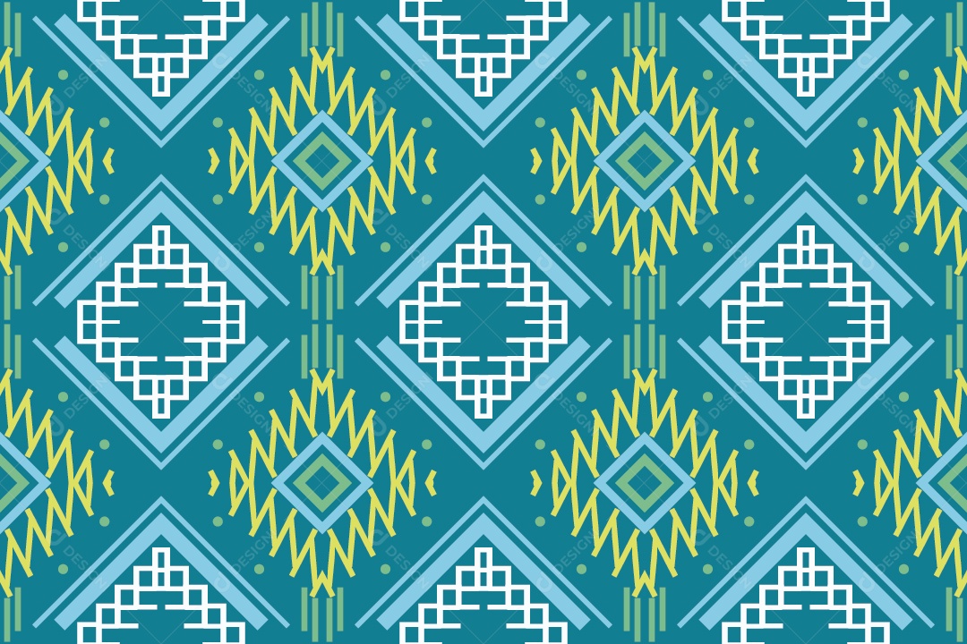 Padrão Tribal Tradicional Estilo Asteca Tapete Azul Vetor EPS