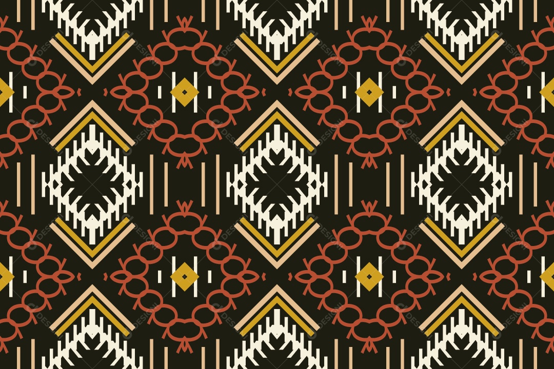 Padrão Tribal Tradicional Estilo Asteca Tapete Colorido Vetor EPS