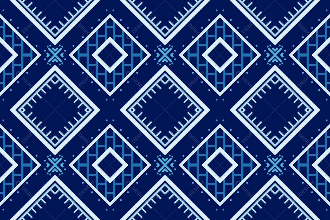 Padrão Tribal Tradicional Estilo Asteca Tapete Azul Vetor EPS