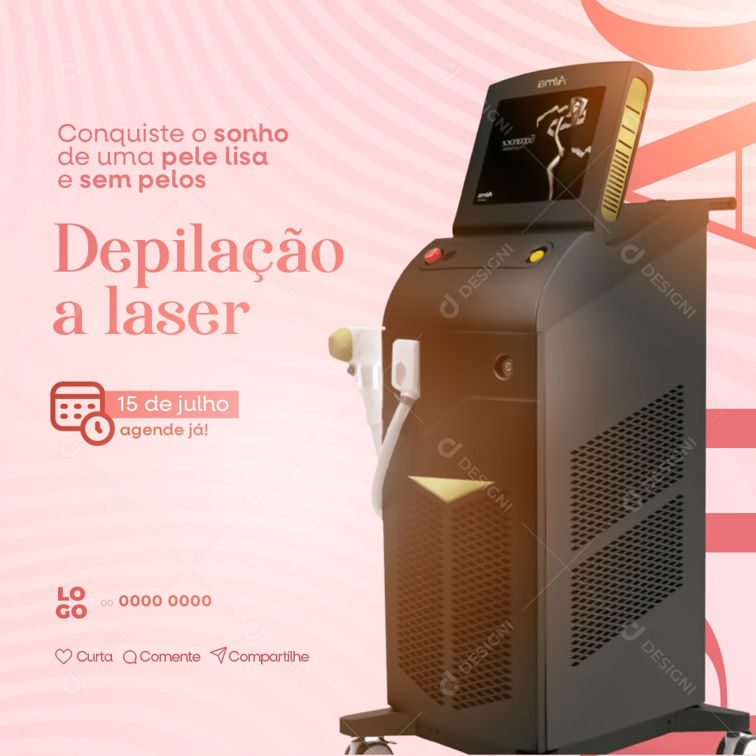 Conquiste O Sonho De Uma Pele Lisa E Sem Pelos Depilação A Laser Clínica de Estética Social Media PSD Editável