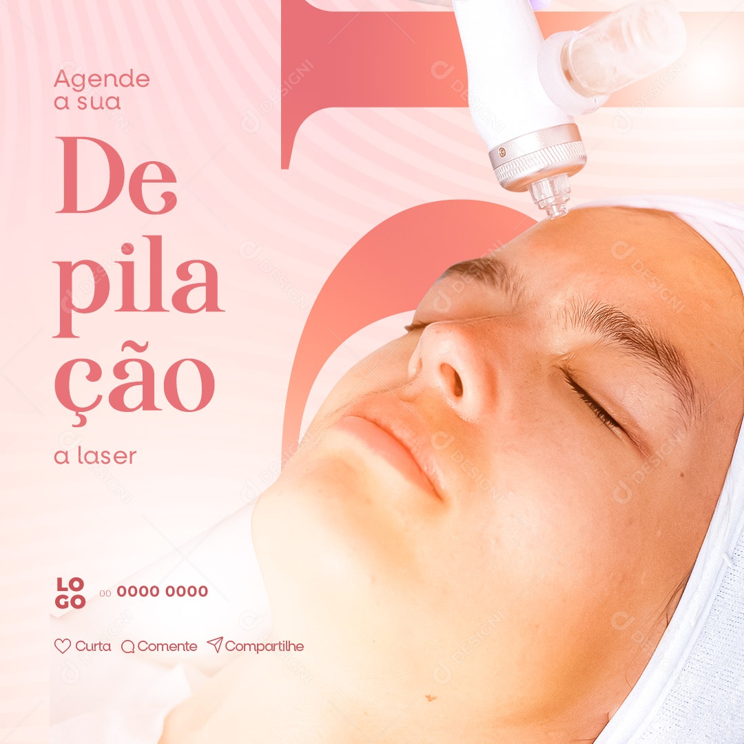 Agende A Sua Depilação A Laser Clínica de Estética Social Media PSD Editável