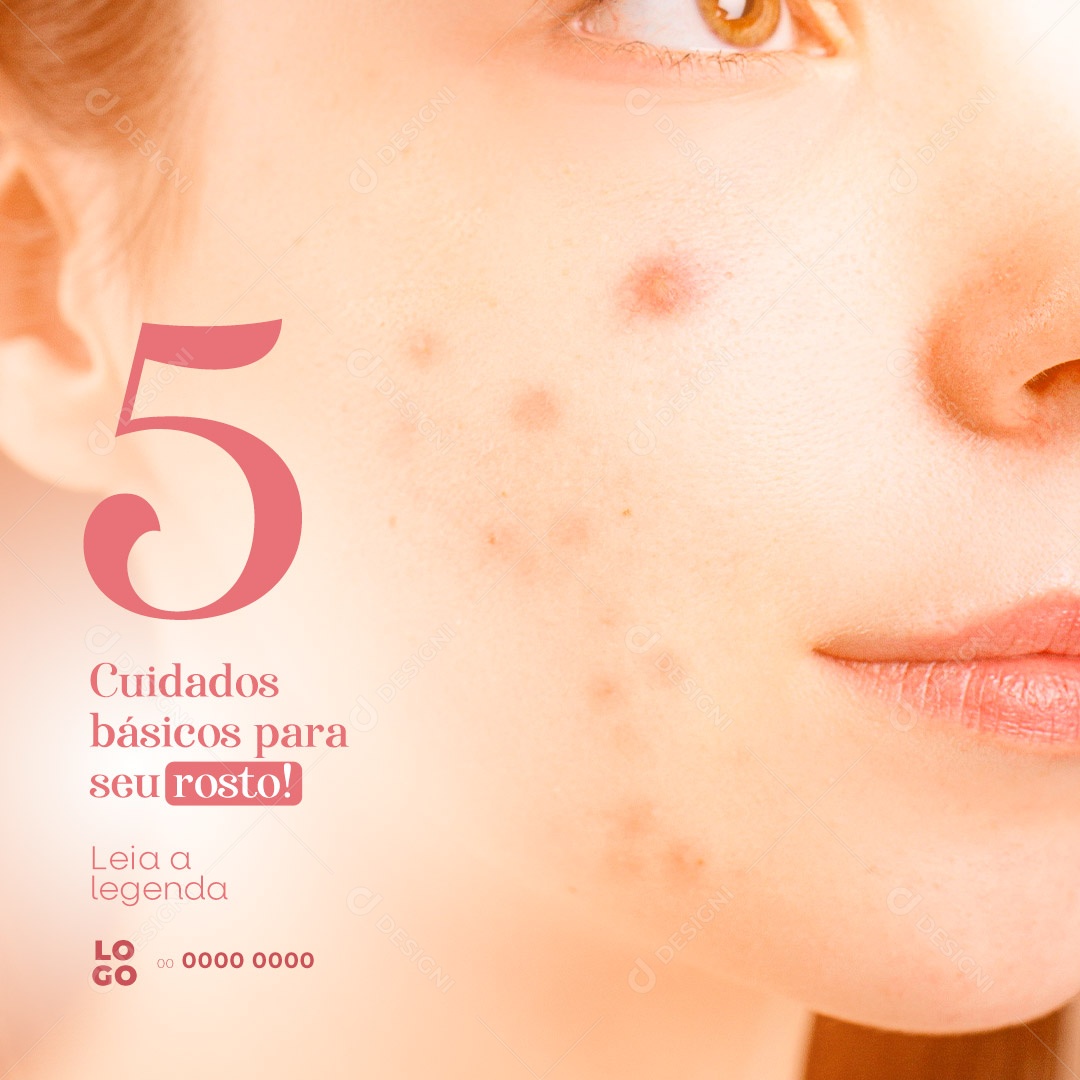 Aesthetic Clinic: 5 Basic Care for Your Face Social Media PSD Editable