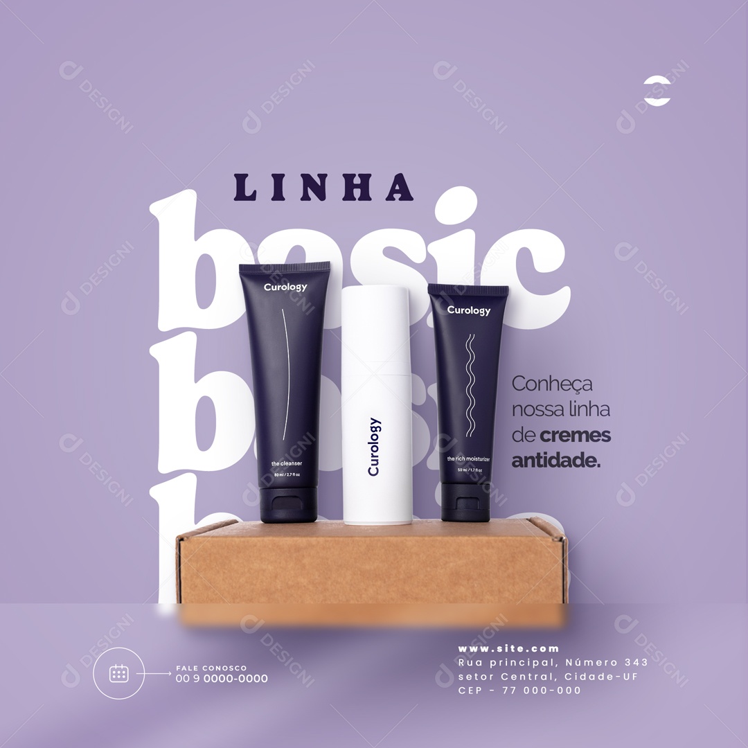 Linha Basic Conheça Nossa Linha De Cremes Clínica Estética Social Media PSD Editável