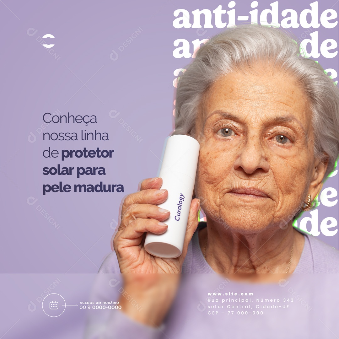 Conheça Nossa Linha De Protetor Solar Para Pele Madura Clínica Estética Social Media PSD Editável