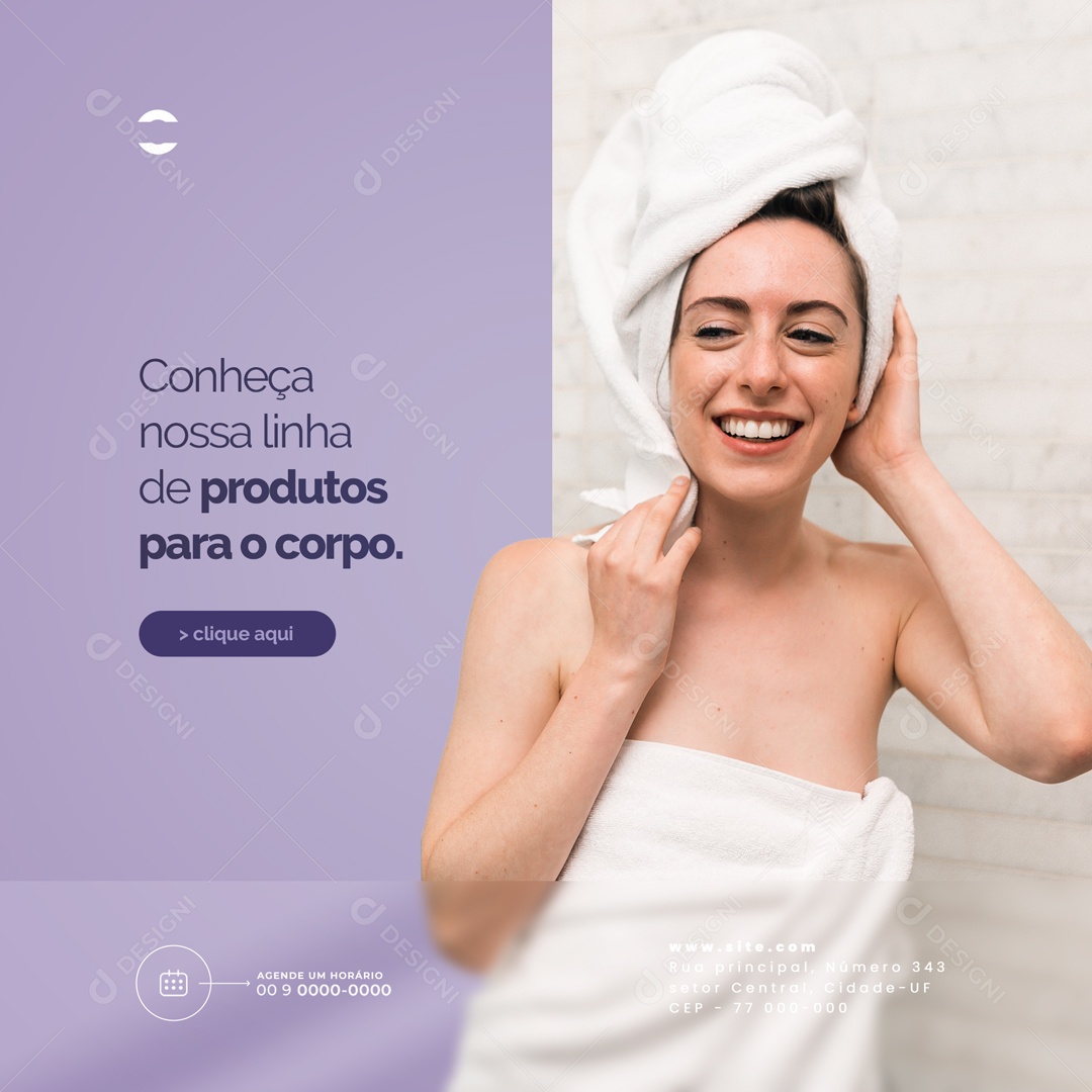 Conheça Nossa Linha De Produtos Para O Corpo Clínica Estética Social Media PSD Editável