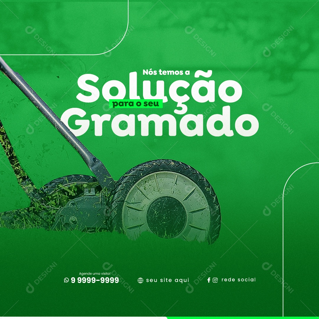 Nós Temos A Solução Para O Seu Gramado Jardineiro Social Media PSD Editável