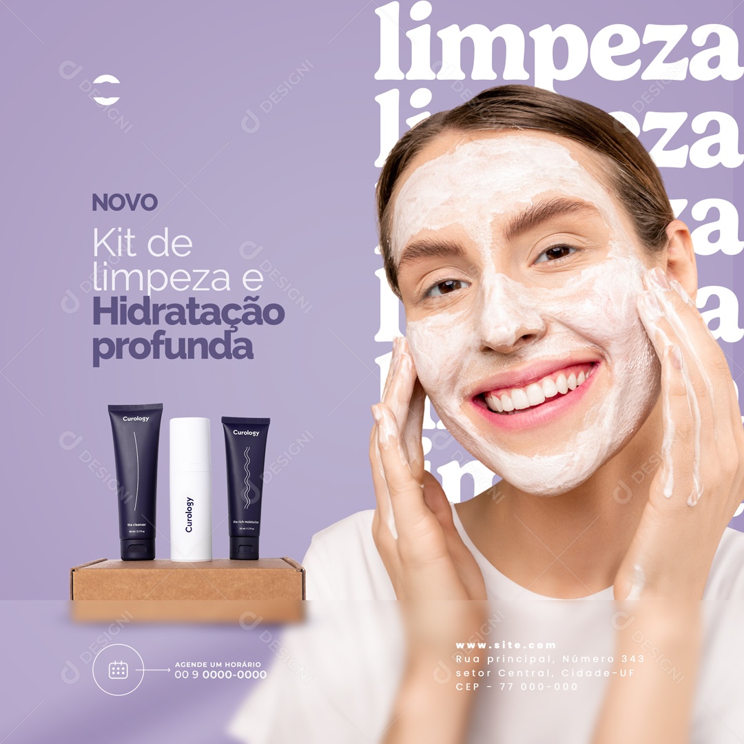 Novo Kit De Limpeza E Hidratação Profunda Clínica Estética Social Media PSD Editável