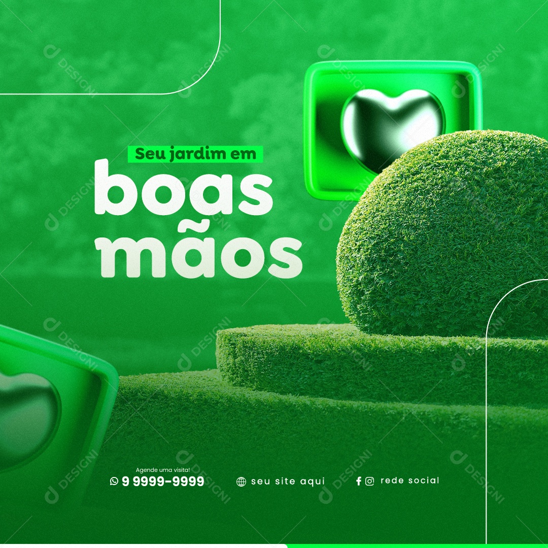 Seu Jardim Em Boas Mãos Jardineiro Social Media PSD Editável
