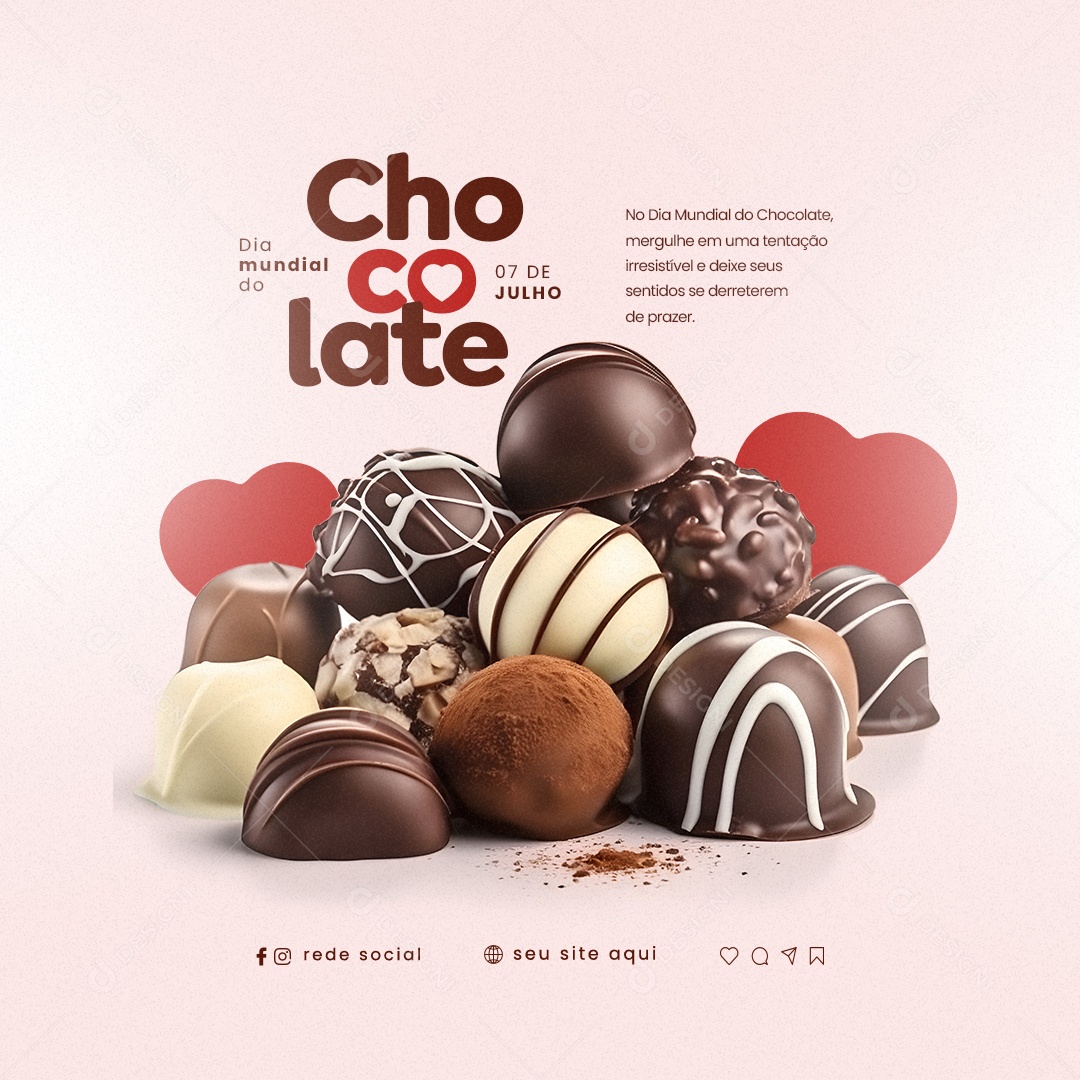 Mergulhe Em Uma Tentação Irresistível Dia Mundial Do Chocolate Social Media PSD Editável