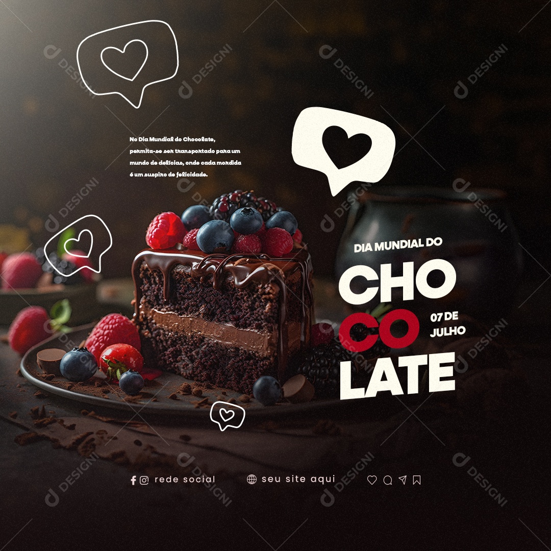 Permita-Se Ser Transportado Para Um Mundo De Delícias Dia Mundial Do Chocolate Social Media PSD Editável