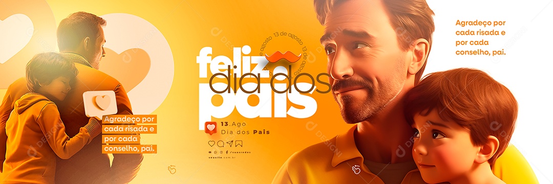 Agradeço Por Cada Risada E Por Cada Conselho Pai Feliz Dia Dos Pais Carrossel Social Media PSD Editável