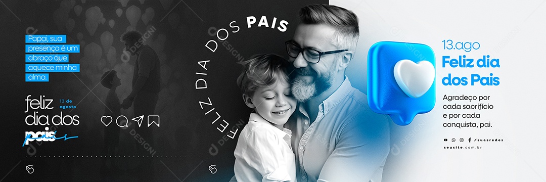 Agradeço Por Cada Sacrifício e Por Cada Conquista Dia Dos Pais Carrossel Social Media PSD Editável