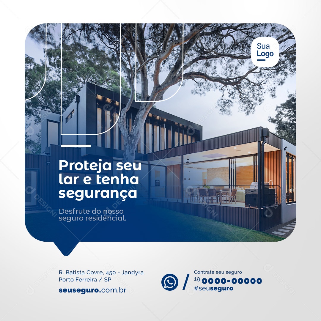 Proteja Seu Lar e Tenha Segurança Seguro Social Media PSD Editável