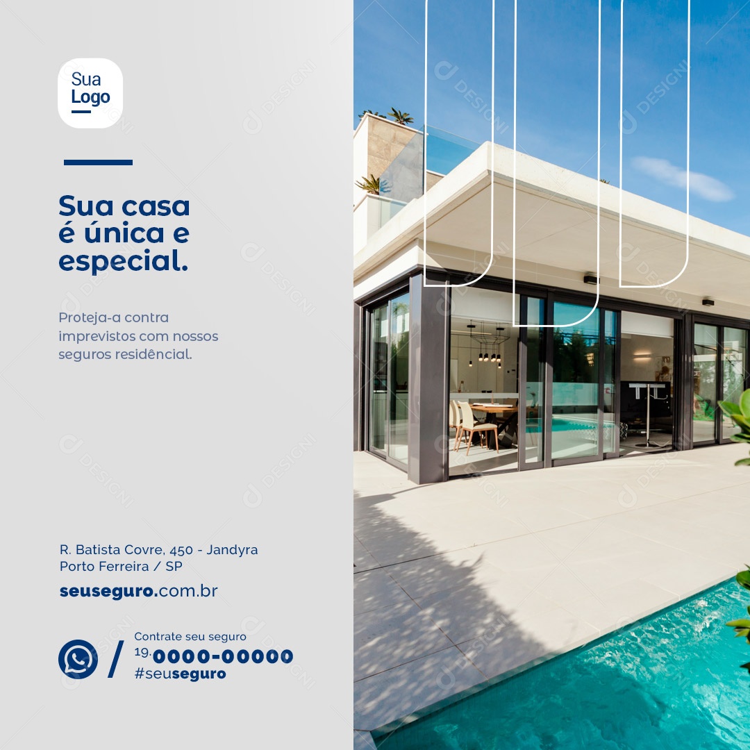 Sua Casa é Única E Especial Seguro Social Media PSD Editável