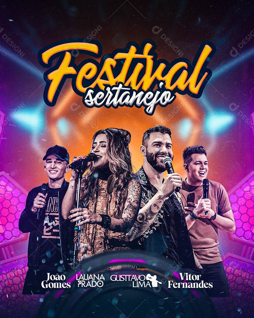 Festival Sertanejo Flyer João Gomes Luana Prado Gusttavo Lima Vitor Fernandes Social Media PSD Editável