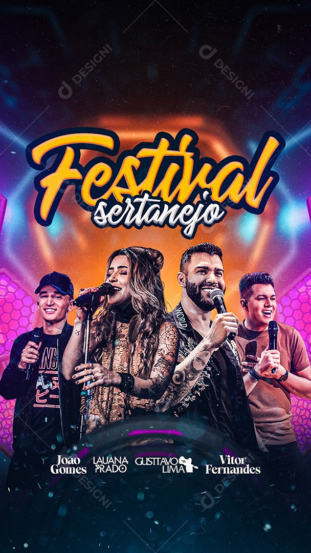 Story Festival Sertanejo Flyer João Gomes Luana Prado Gusttavo Lima Vitor Fernandes Social Media PSD Editável