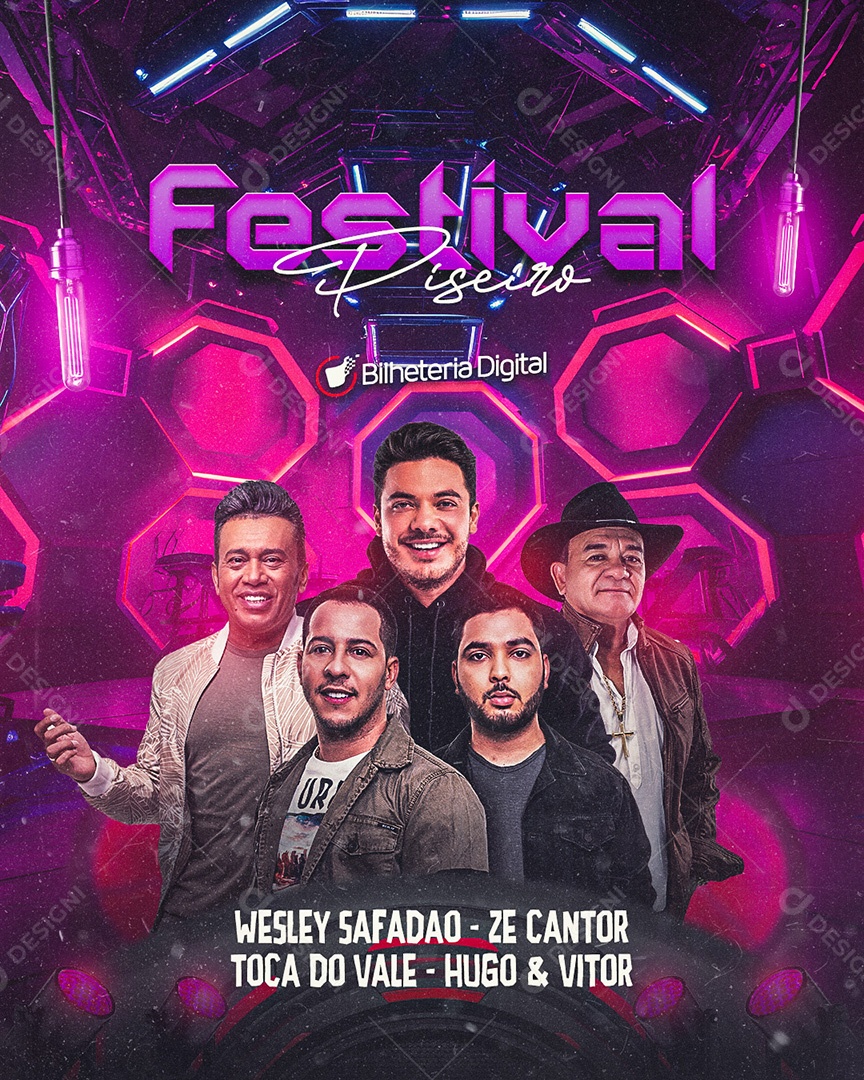 Festival Piseiro Flyer Wesley Safadão Zé Cantor Toca Do Vale Hugo & Vitor Social Media PSD Editável