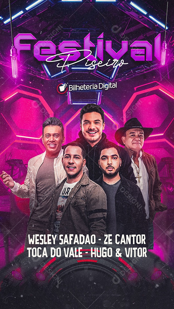 Story Festival Piseiro Flyer Wesley Safadão Zé Cantor Toca Do Vale Hugo & Vitor Social Media PSD Editável