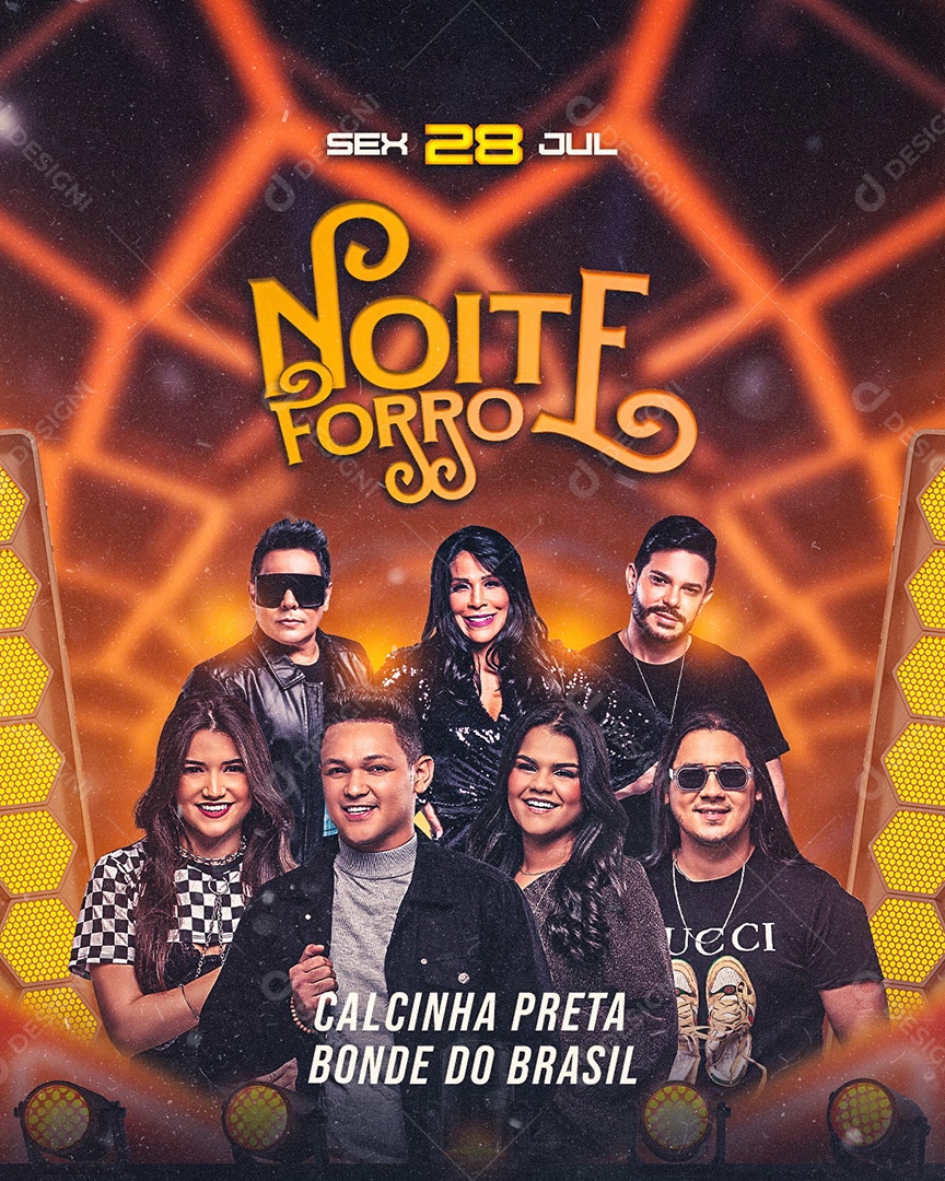 Noite Forró Flyer Calcinha Preta Bonde Do Brasil Social Media PSD Editável