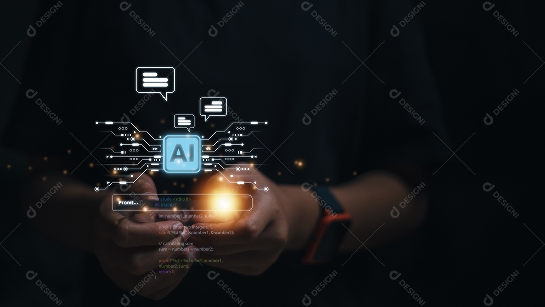 IA, Inteligência Artificial, IA de robô inteligente de tecnologia